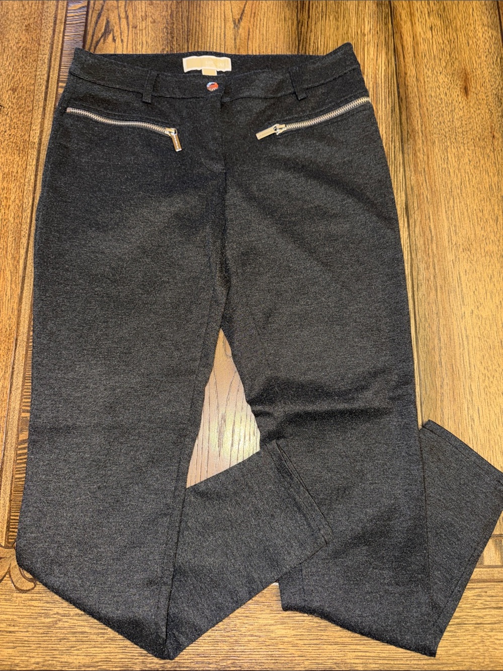 Michael Kors Women's Charcoal Skinny Pants with Zip Pockets